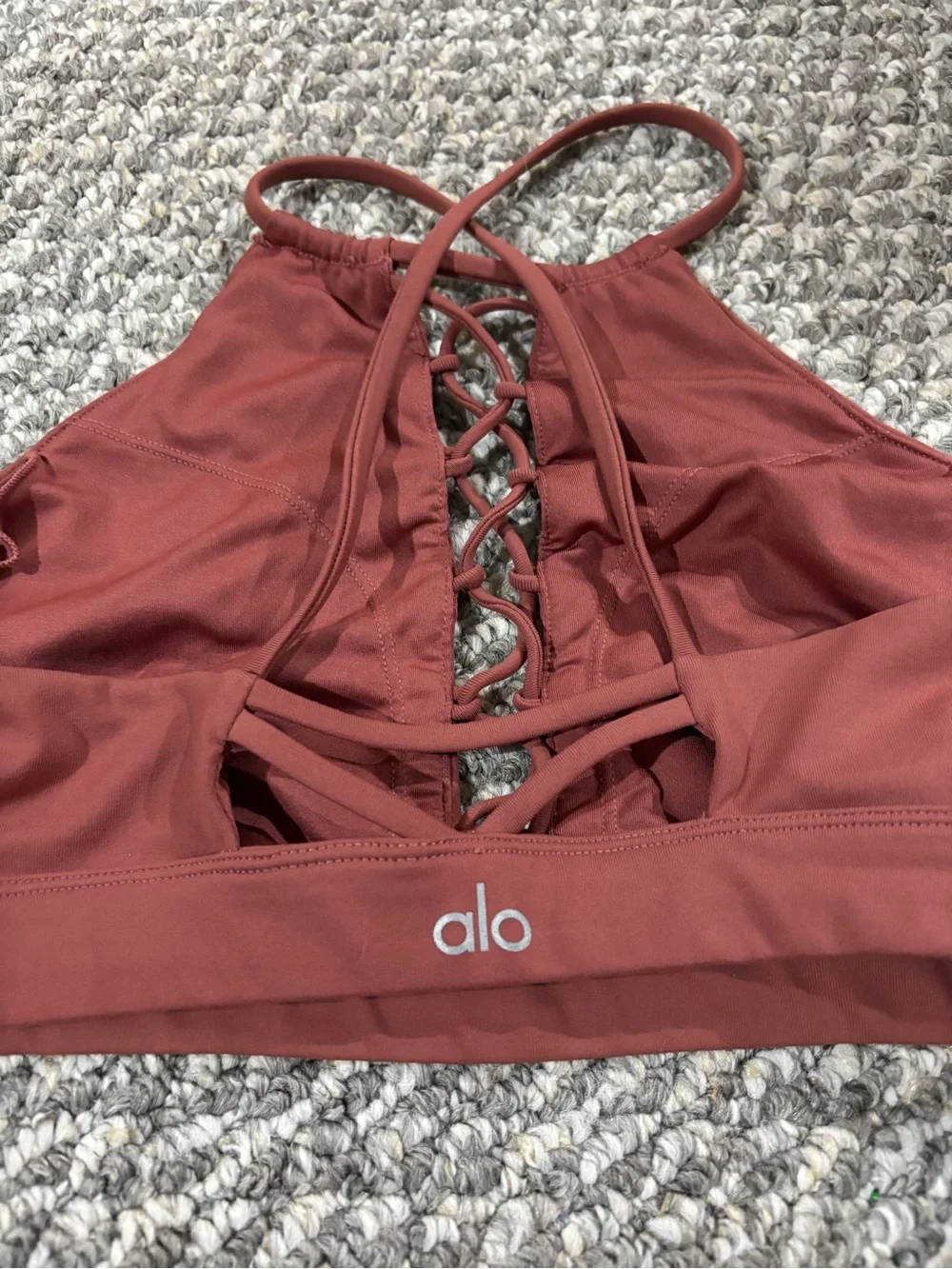 ALO Yoga Lace-Up Sports Bralette in Rust